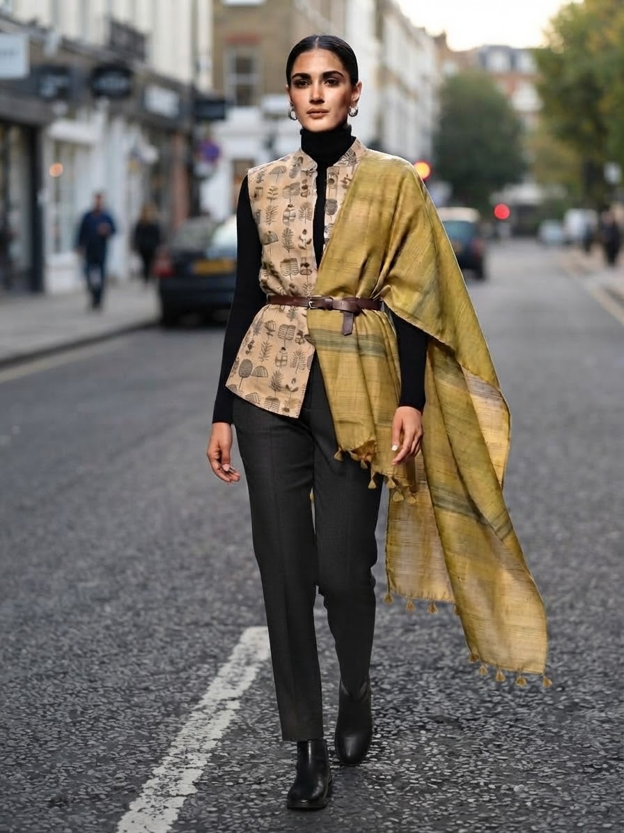 Reweave × Rangga heritage look on a London street
