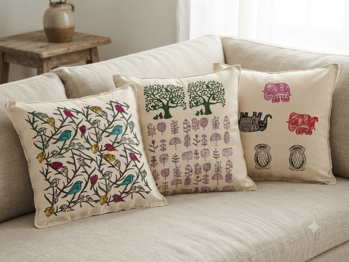 Naturally dyed heritage cushion covers